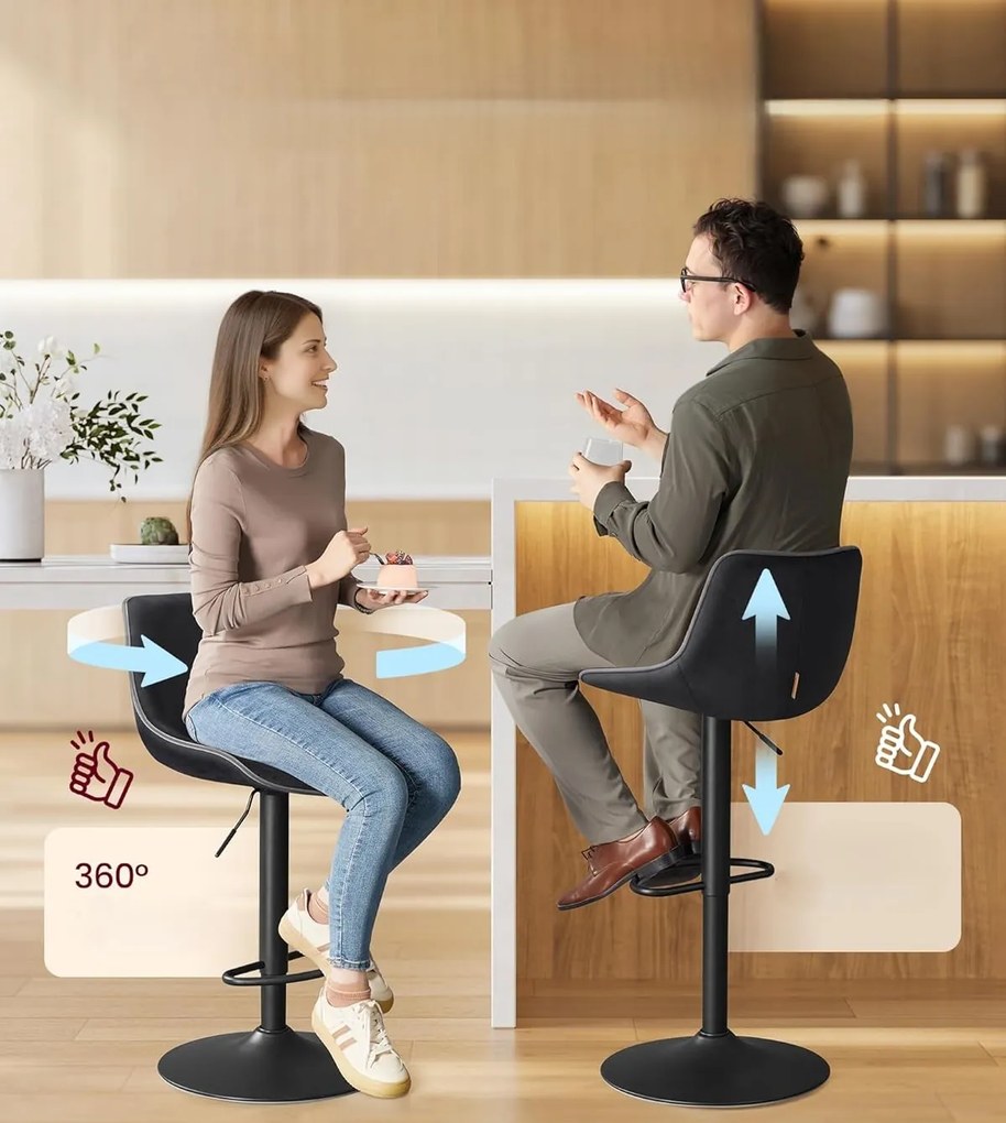 Sada 2 ks barových židlí Vasagle Muriel černá