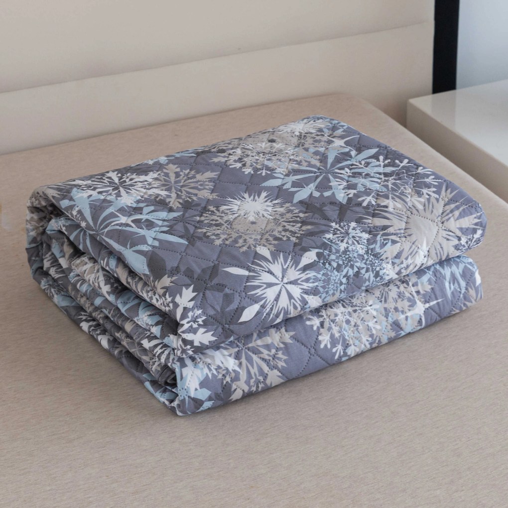 Prehoz na posteľ SNOWFLAKE, modrosivý Rozmer: 170 x 210 cm