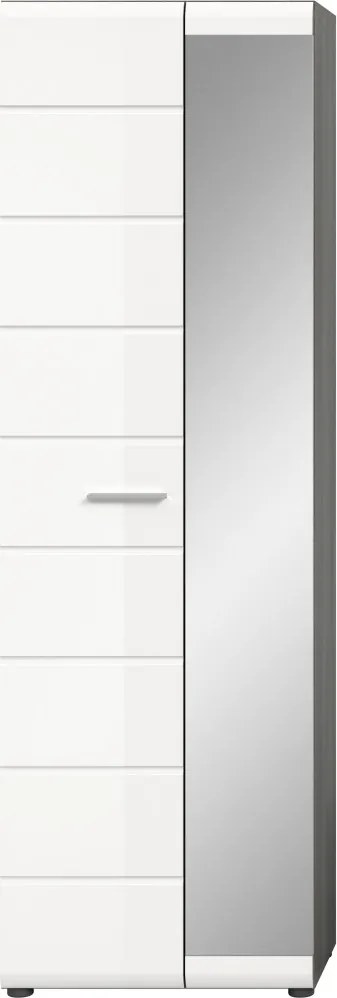 Predsieňová skriňa so zrkadlom Salsa, šedý dub/biely lesk