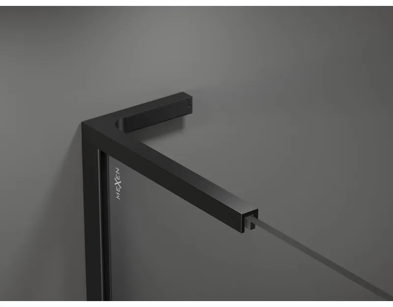 Mexen Velar L, sprchový kút s posuvnými dverami 120 x 100 cm, 8mm číre sklo, čierna matná, 871-120-100-03-70