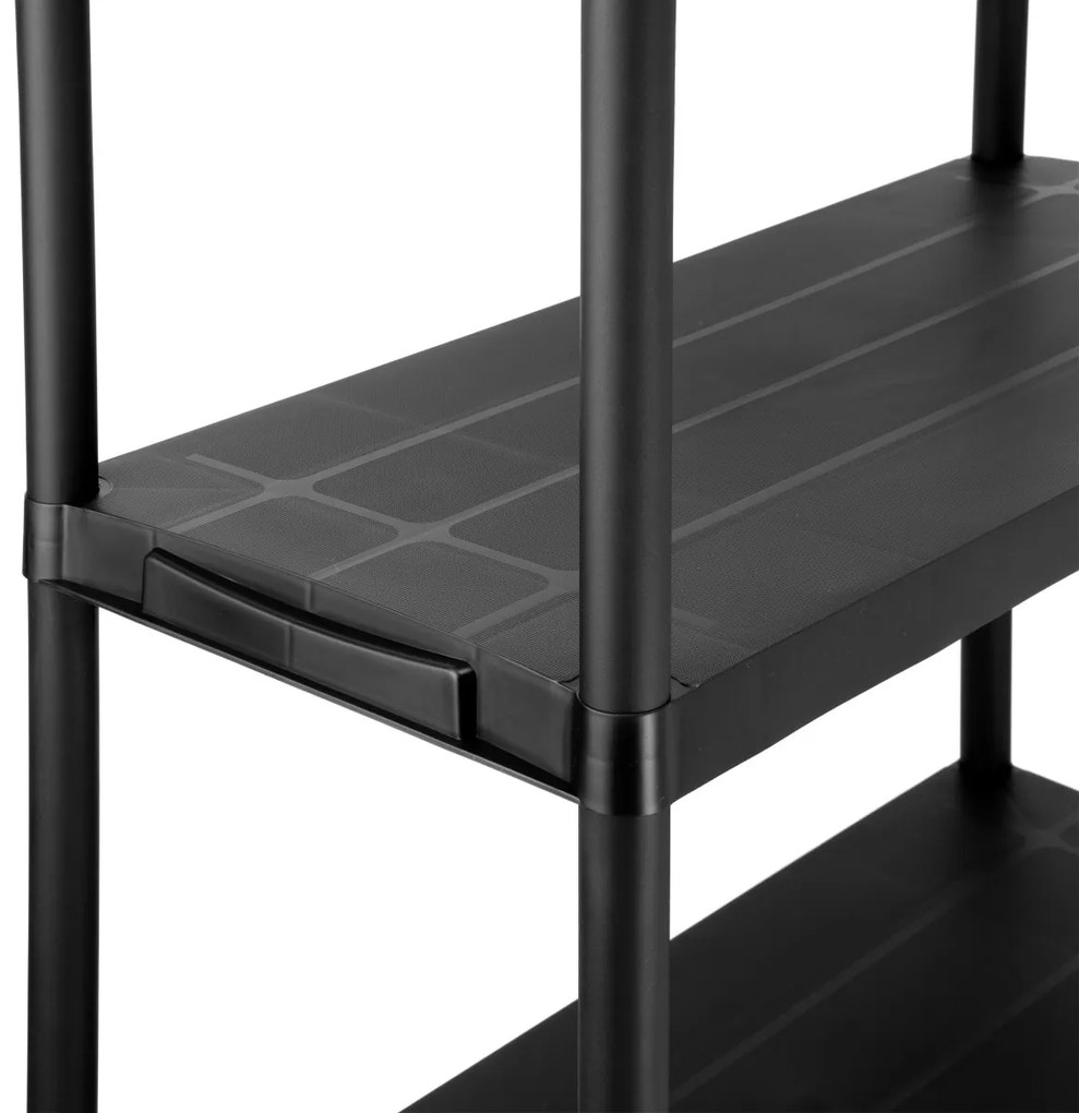 Dielenský plastový regál s 5 policami MAXER čierny