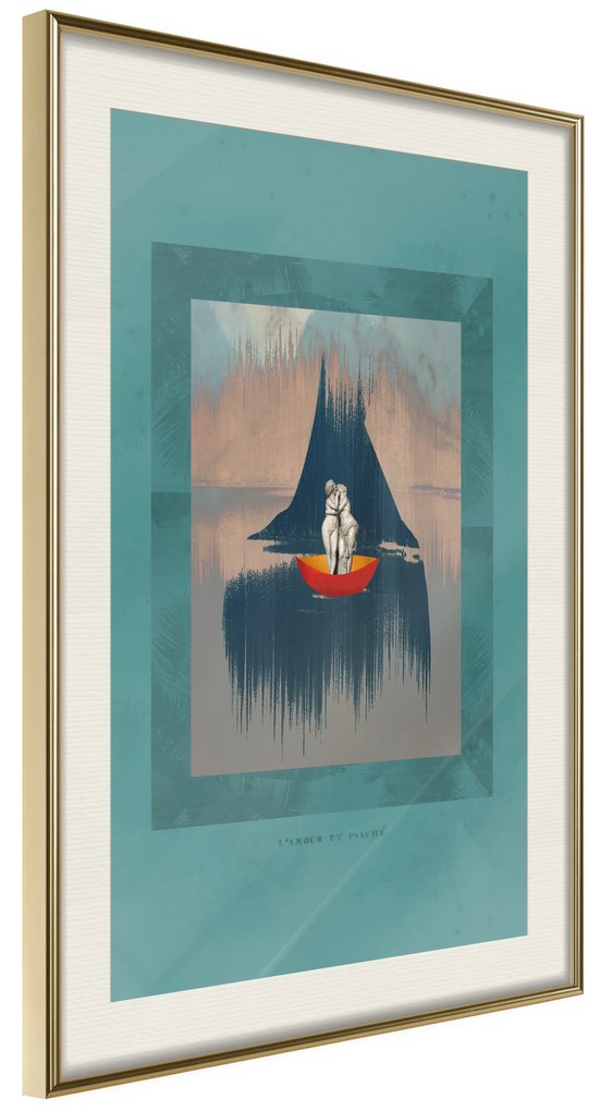 Artgeist Plagát - Couple On Boat [Poster] Veľkosť: 20x30, Verzia: Zlatý rám