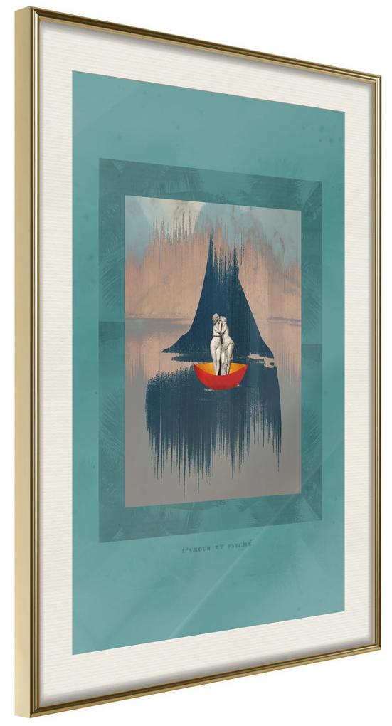 Artgeist Plagát - Couple On Boat [Poster] Veľkosť: 40x60, Verzia: Zlatý rám s passe-partout