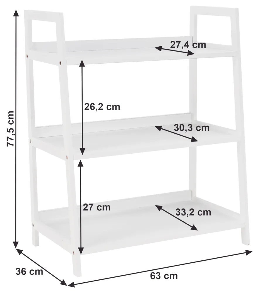 Kondela 3-policový regál, biela, REON TYP 1