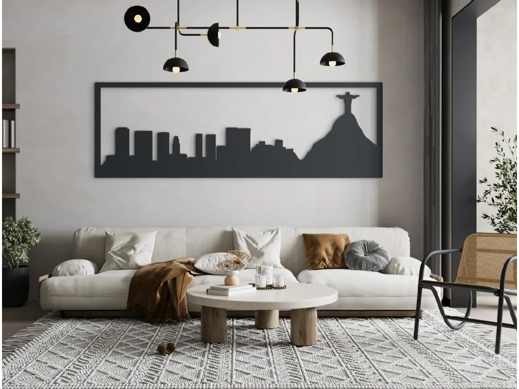 drevko Obraz Rio de Janeiro panoráma Rozmer obrazu: 29,5 x 89 cm, Farba dekorácie: Čierna
