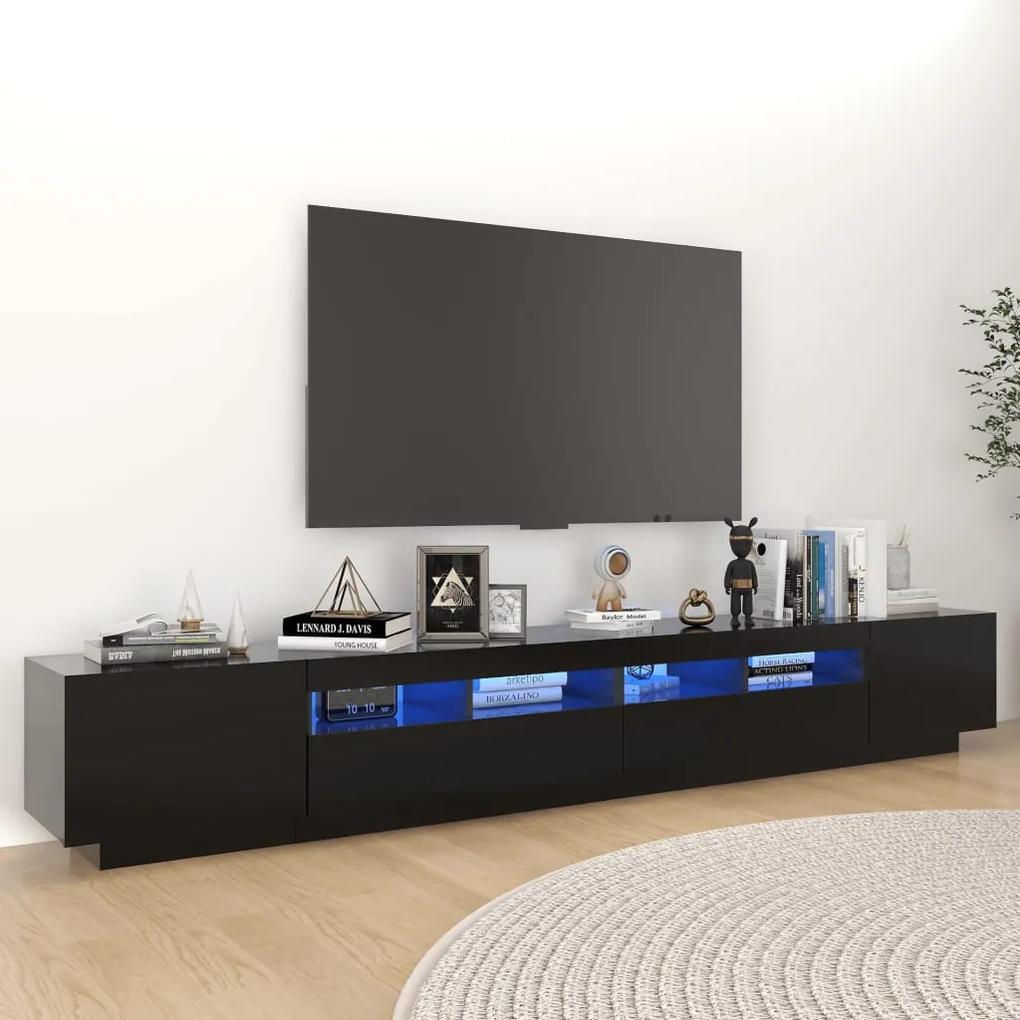 TV skrinka s LED svetlami čierna 260x35x40 cm