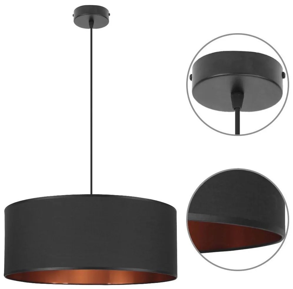 Závesné svietidlo Shade, 1x textilné tienidlo (výber z 2 farieb), (výber z 2 farieb konštrukcie), (fi 50cm), c