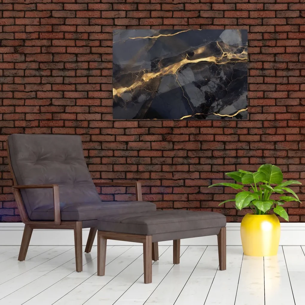 Obraz - Čierno - zlatý dekor (90x60 cm)