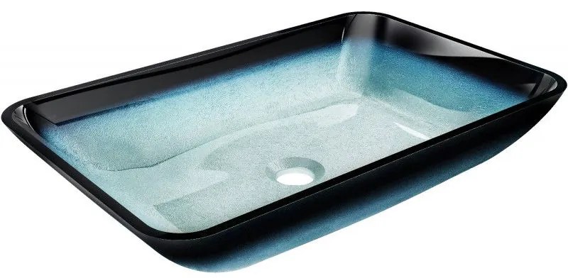 Mexen Megan, sklenené umývadlo na dosku 56 x 36 x 11 cm, modrá, 24135647