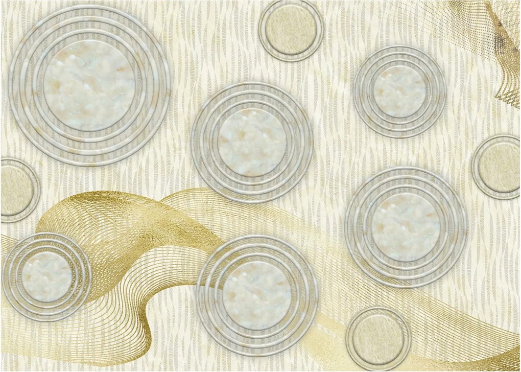 Obraz - Abstrakcia, mramorové kruhy (70x50 cm)