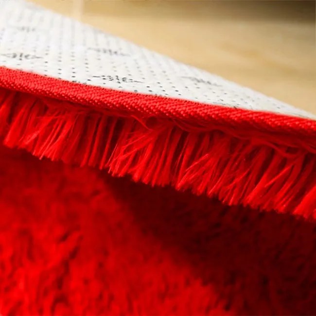 Protišmykový koberec SHAGGY červený kruh