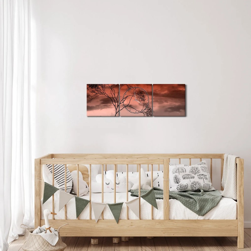 Obraz - Mesiac osvetľujúce noc (s hodinami) (90x30 cm)