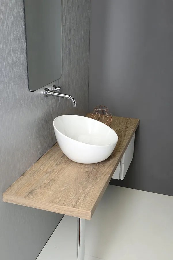 Sapho Sapho, DOME OBLIQUO keramické umývadlo na dosku vysoké, Ø 44,5cm, biela, WH031