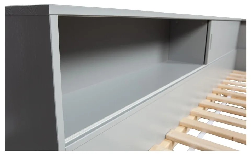 Sivá jednolôžková posteľ z borovicového dreva WOOOD Connect, 90 x 200 cm
