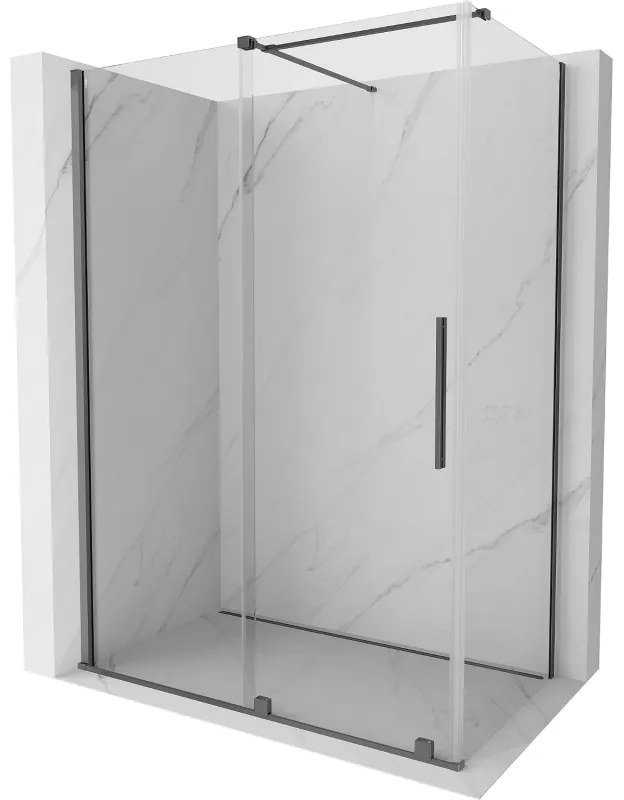 Mexen Velar, sprchový kút s posuvnými dverami 150 x 80 cm, 8mm číre sklo, brúsený grafit, 871-150-080-01-95