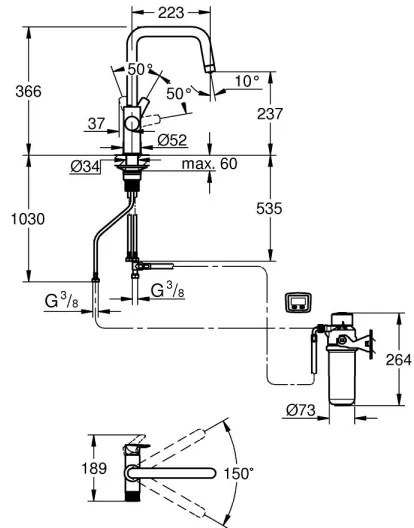 GROHE 30596000 - Drezová batéria BLUE PURE s filtračnou funkciou, lesklý chróm
