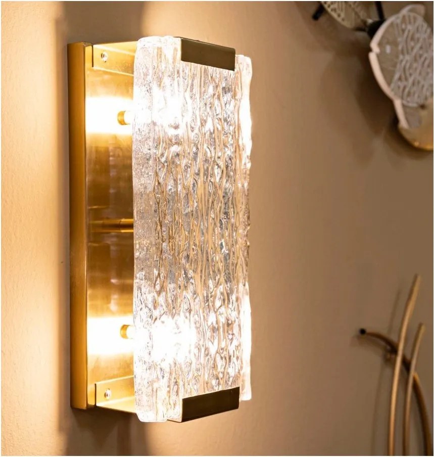 Sklenené nástenné svietidlo v zlatej farbe Oblin – Mauro Ferretti