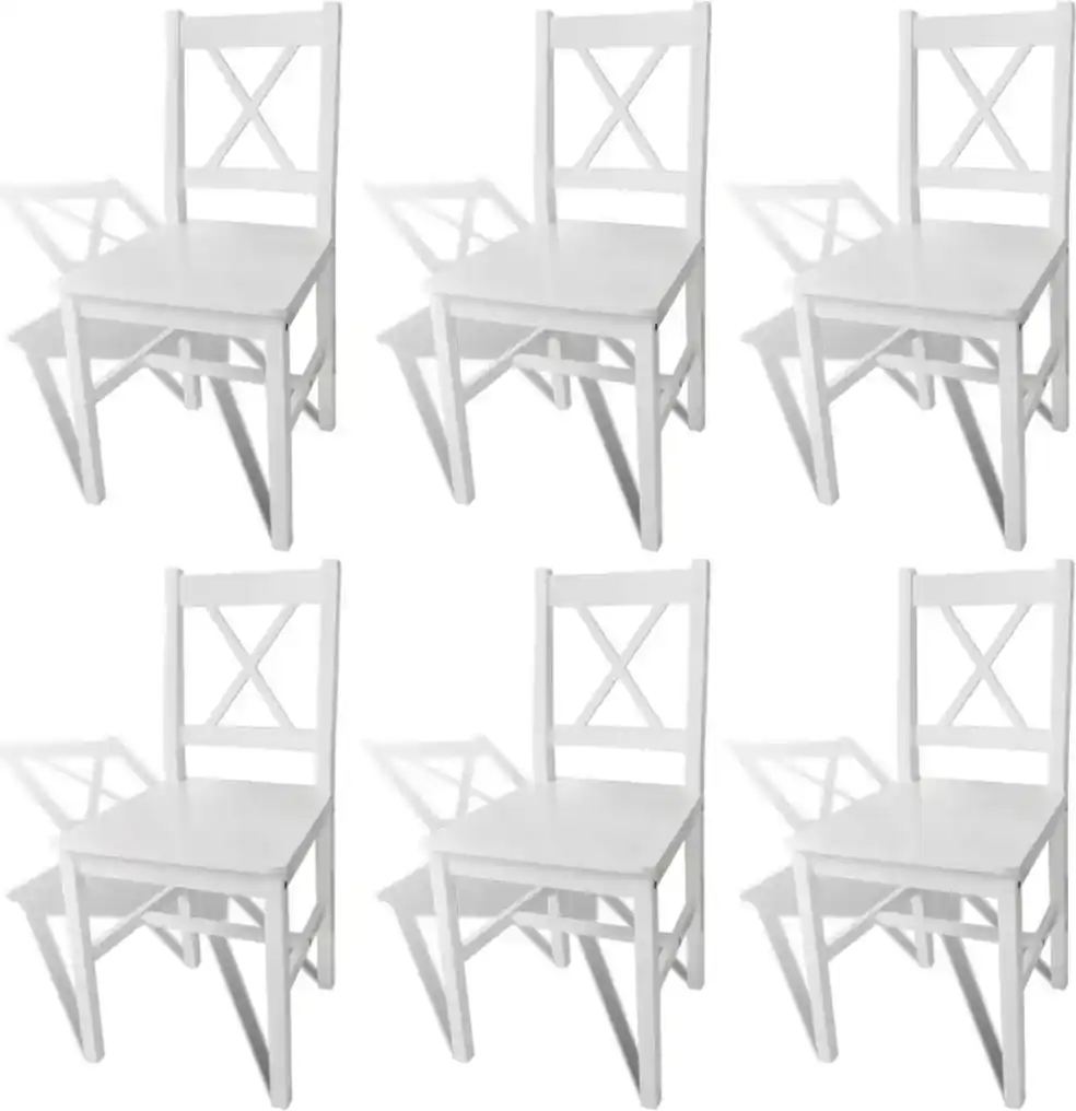 271496 Edco Drevené jedálenské stoličky biele 6 ks | BIANO