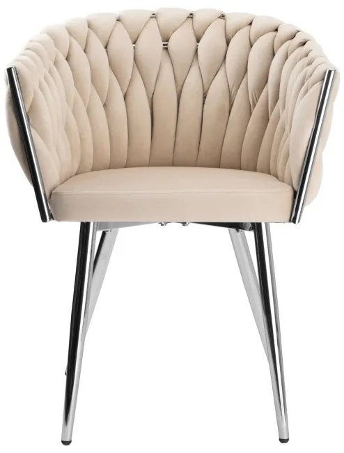 Jedálenská stolička COFTON zamatová, strieborná / béžová