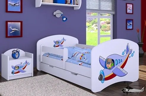 MAXMAX Detská posteľ so zásuvkou 140x70 LIETADLO