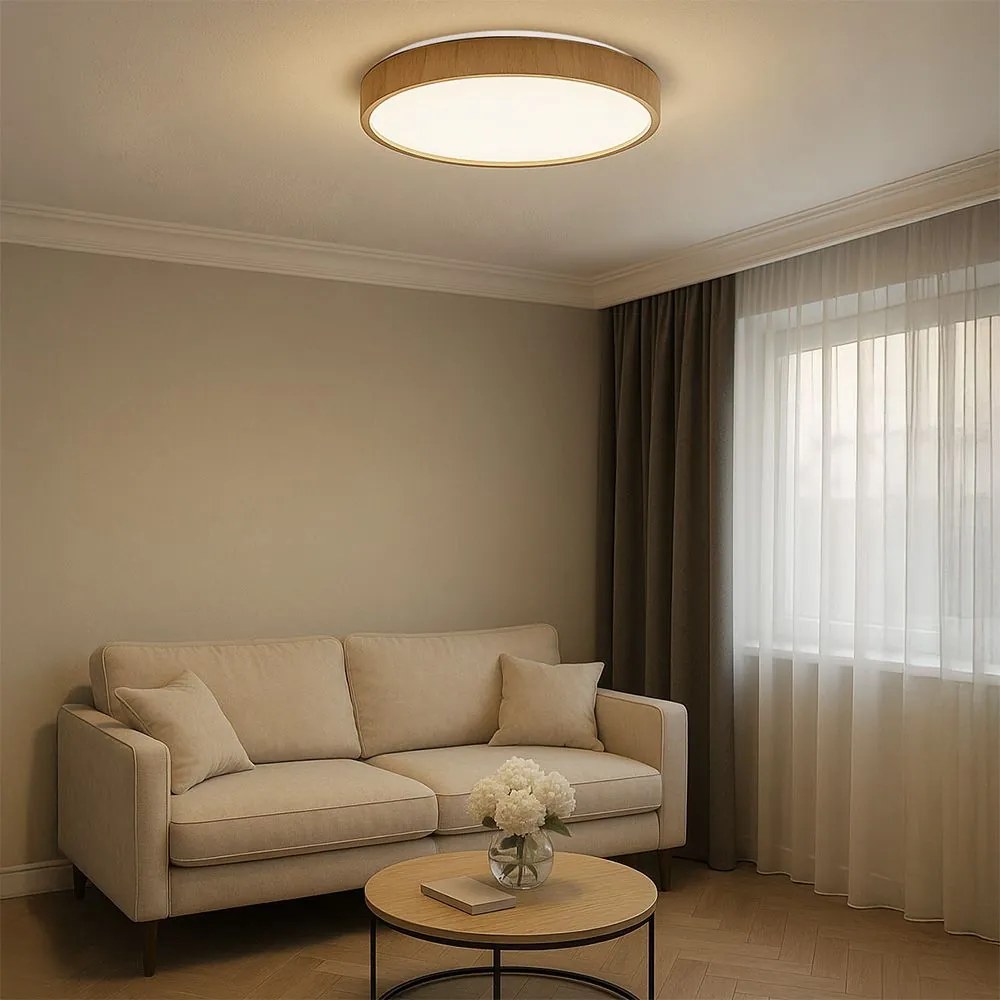 Toolight Toolight, LED stropné svietidlo 40cm, 24W, 4000lm, G116-C, prírodná hnedá-biela, OSW-06382