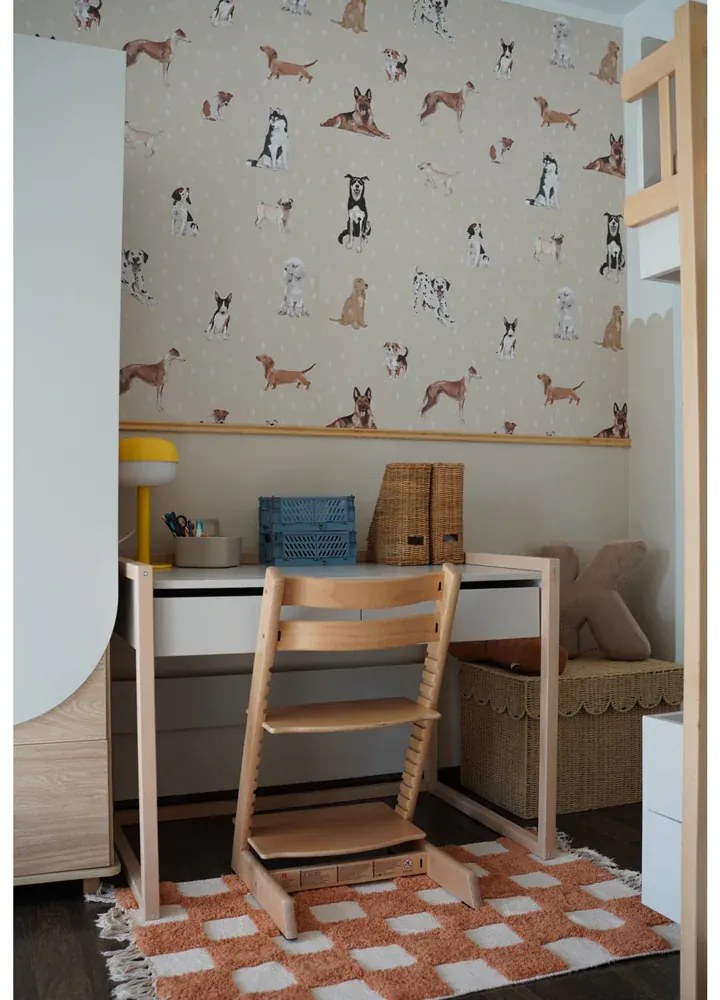Tapeta psi béžová s bodkami 280x100 cm