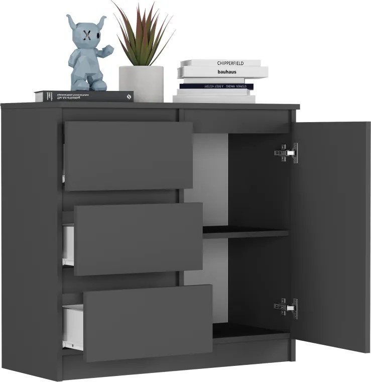 Komoda R-80-S3 so zásuvkami 80 cm - rôzne farebné prevedenia artisan mix biela