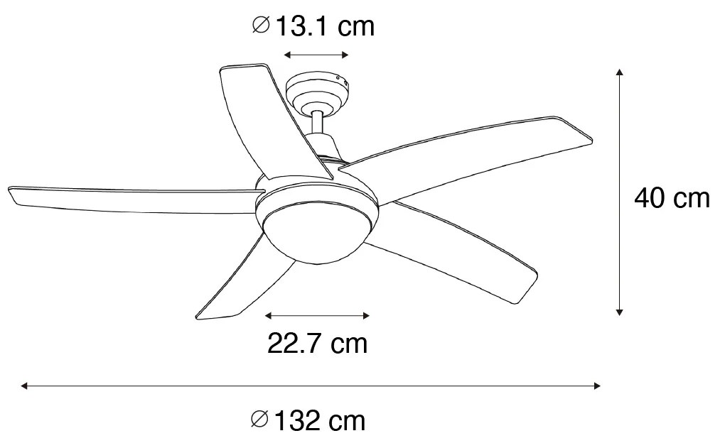 Inteligentný stropný ventilátor čierny s drevenou potlačou 132 cm vrátane LED stmievateľného s diaľkovým ovládaním - Cool