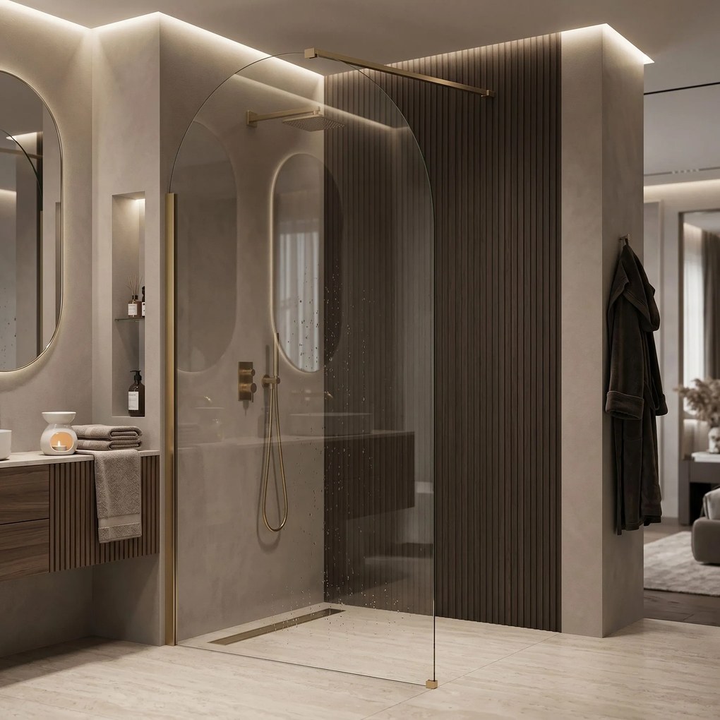 Rea Heaven, sprchová zástena Walk-in, 120 cm, zlatá matná, REA-K6682