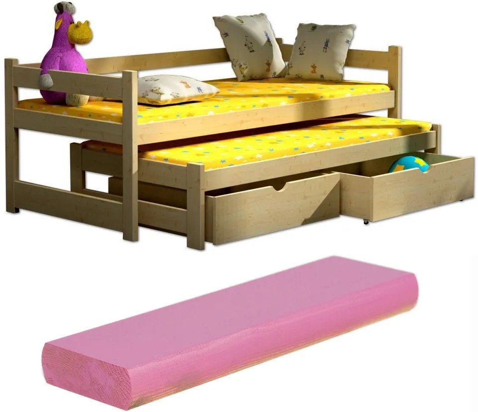 FA Veronika 3 200x90 posteľ s prístelkou Farba: Ružová (+44 Eur), Variant bariéra: Bez bariéry, Variant rošt: S roštami
