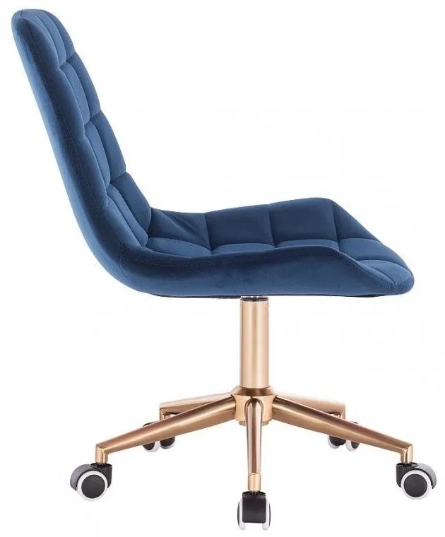 LuxuryForm DESIGN Stolička PARIS VELUR na zlatej podstave s kolieskami - modrá