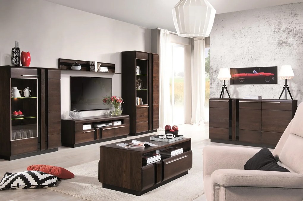 Vitrína Porti 10 66 cm levá z masivu dub čokoládový