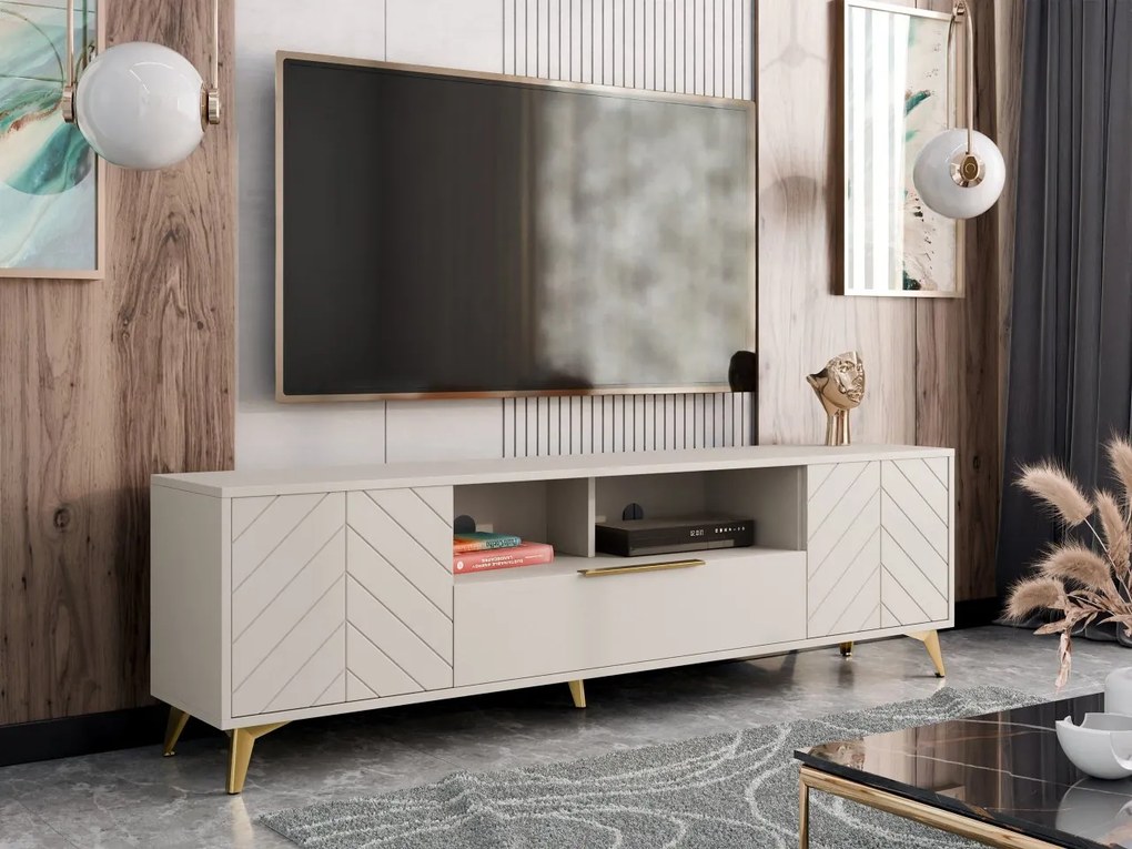 TV skrinka/stolík Semprum 2D1SZ (piesková béžová). Vlastná spoľahlivá doprava až k Vám domov. 1122991