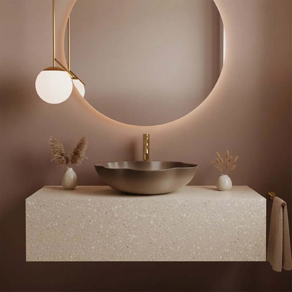Rea Pearl, umývadlo na dosku 505x380x135 mm, béžová-hnedá-Ombre, REA-U0629