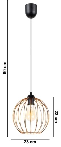 Luster na lanku MATT 1xE27/60W/230V čierna/medená