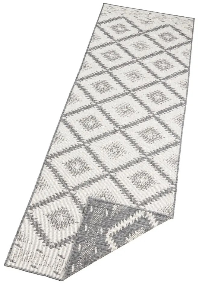 Sivo-krémový vonkajší koberec NORTHRUGS Malibu, 80 x 350 cm