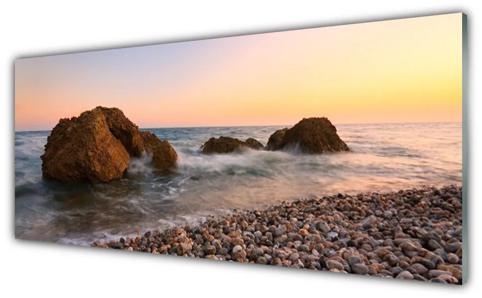 Obraz plexi Pobrežie more vlny skaly 125x50 cm