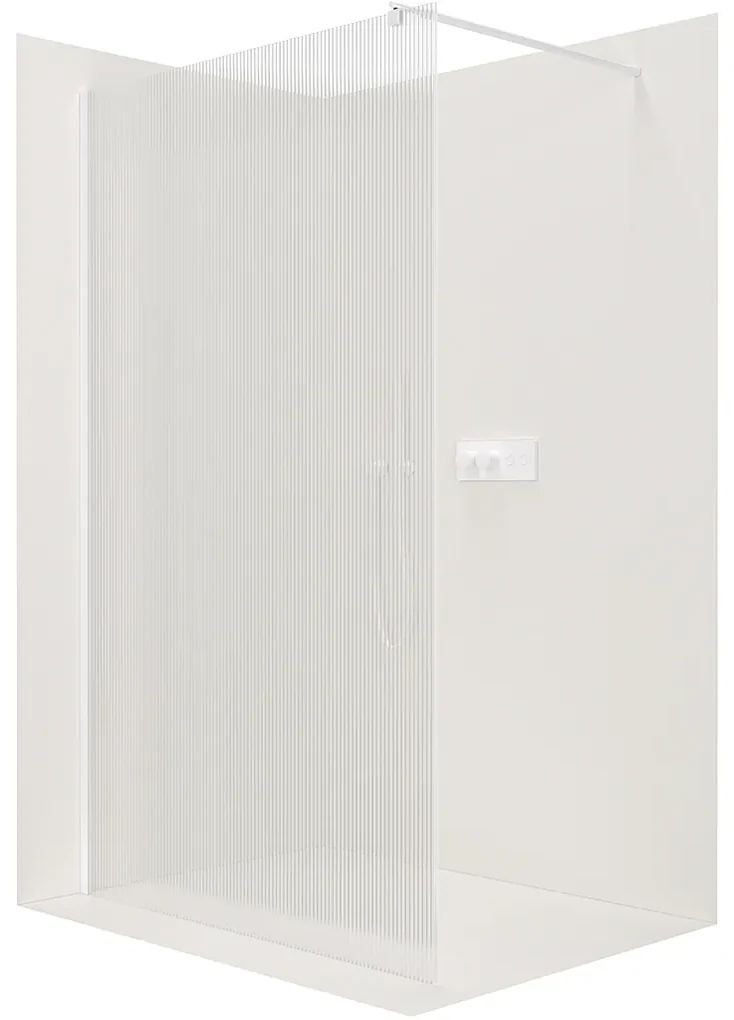 CERANO - Sprchová zástena Walk-in Onyx Ľ/P - guľatá vzpera - biela matná, ryhované sklo - 150x200 cm, CER-CER-8050BD297