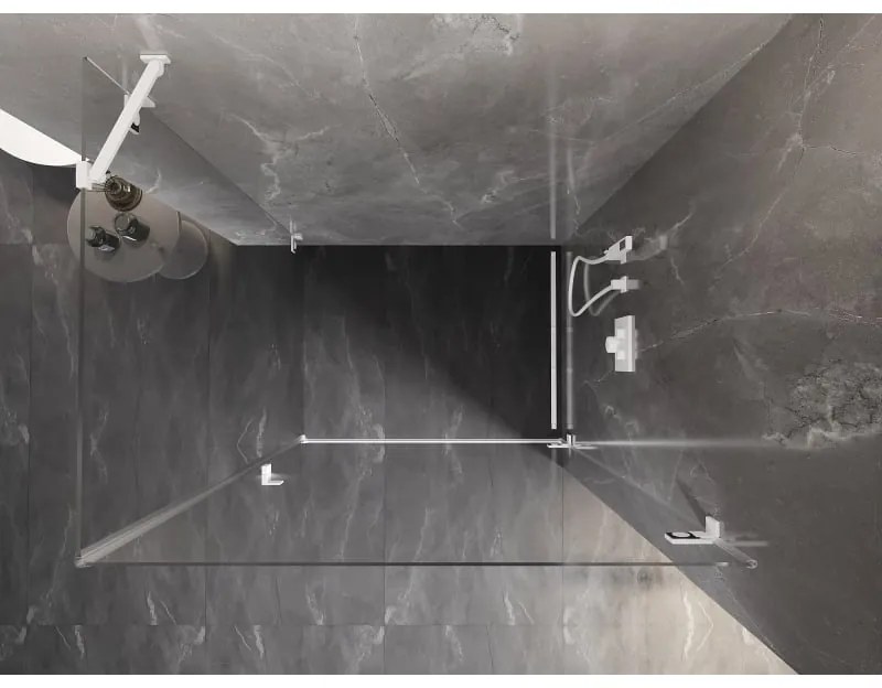 Mexen Lunar-B, pravostranný výklopný sprchový kút 80 x 70 cm, 8mm číre sklo, biely profil, 832-080-070-20-00-P