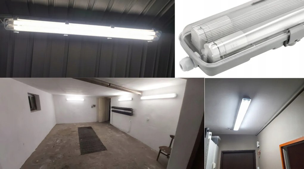 Súprava 2x Hermetické svietidlo 120 cm - lampa + LED trubice do dielne a garáže
