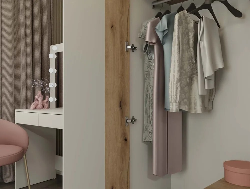 Šatníková skriňa so zrkadlom AVA 150 cm dub evoke/kašmírová