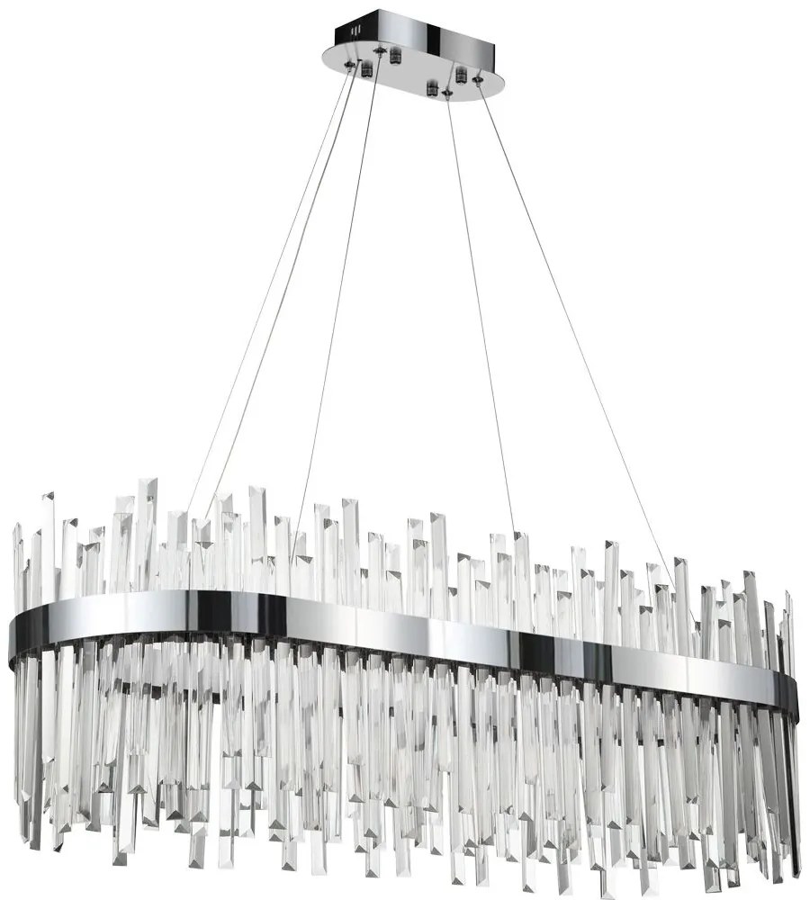 Toolight Toolight, LED krištáľové svietidlo 80x35 cm, 62W, APP1514-CP80, chrómová, OSW-03262
