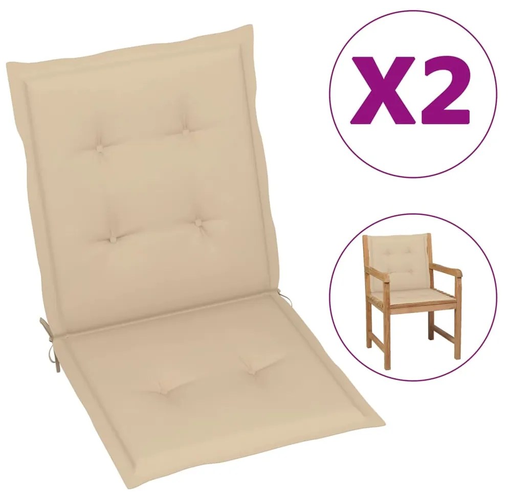 vidaXL Podložky na záhradné stoličky 2 ks béžové 100x50x3 cm
