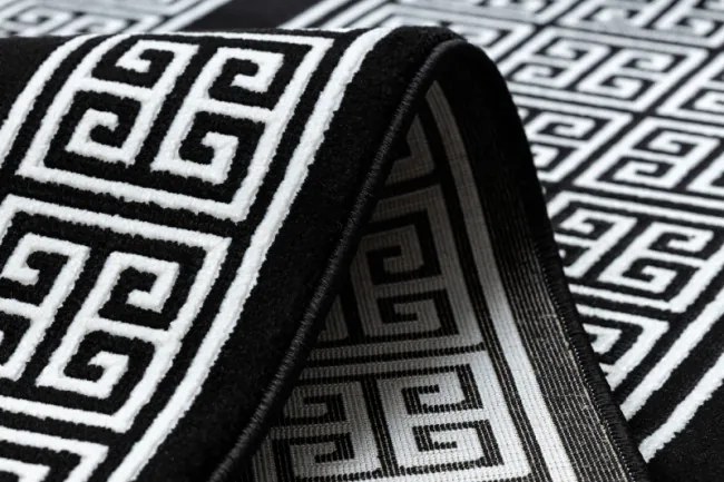 Koberec / Behúň GLOSS 6776 85 ramka, grécky - čierny / slonia kosť