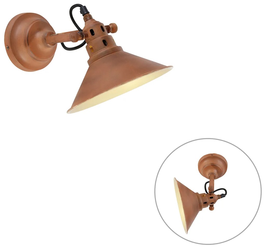 Priemyselná nástenná lampa hrdzavá so zlatom - Rust