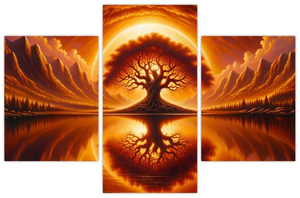 Obraz – Strom v krvavom slnku (90x60 cm)