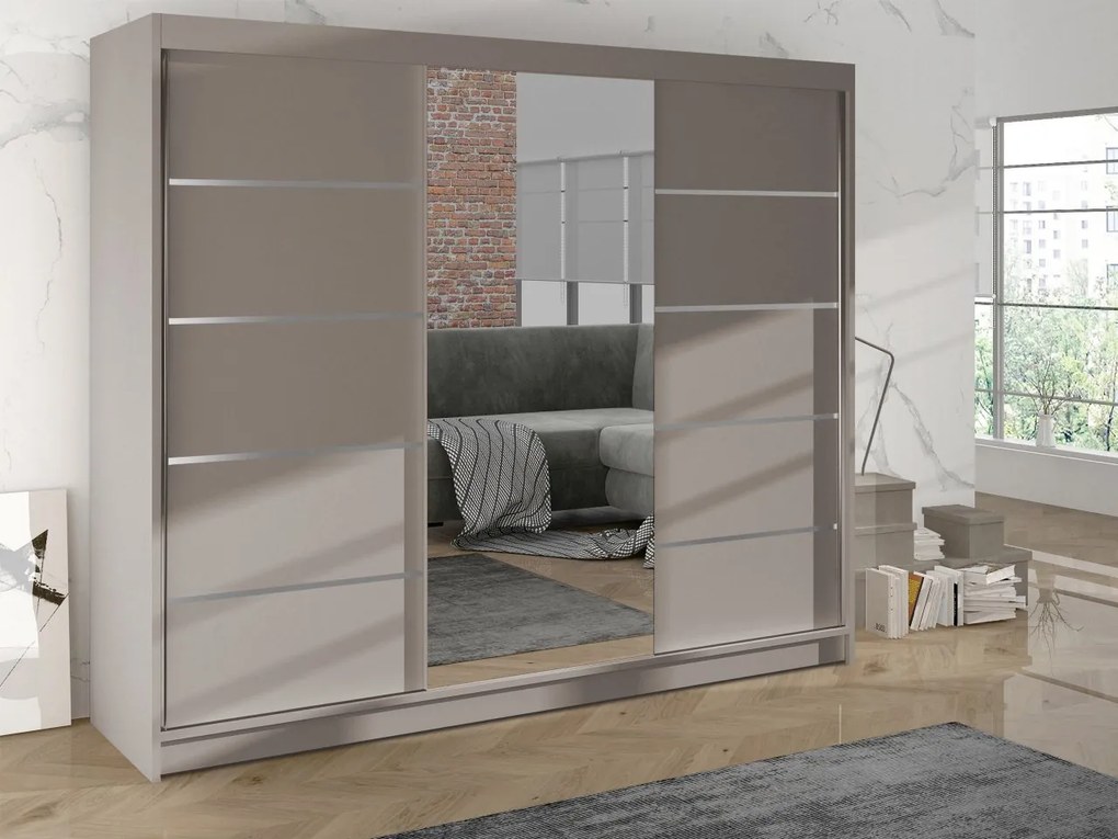 Šatníková skriňa s posuvnými dverami Geneva VI, Farby: biely / dub artisan