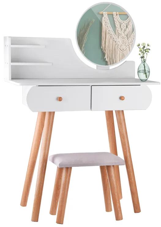 Biely toaletný stolík so zrkadlom+taburetka Jokomisiada ZA4820