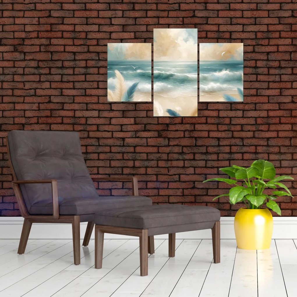 Obraz – Maľovaná pláž v jemných farbách (90x60 cm)