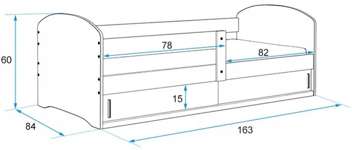 Interbeds LUKI 1 Jednolôžková detská posteľ 80x160 Sivá Snow